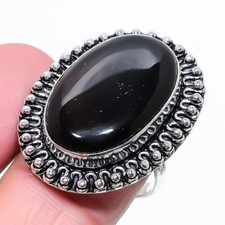 Black Onyx Gemstone 925 Sterling Silver Jewelry Ring Size 9 US 