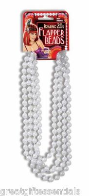 ROARING 20s FLAPPER BEADS PEARL NECKLACE WHITE 1920s