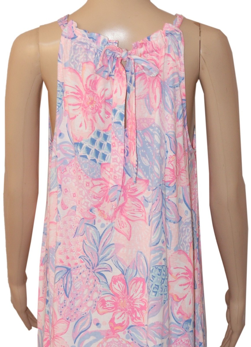 Lilly Pulitzer Saira Halter Floral Printed Beach Wear Pink Mini Dress M NEW  | eBay