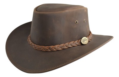 Chapeau Australien Unisexe En Daim Véritable - Style Western Cowboy Outback, Bord Modelable, Oeillets Ventilation