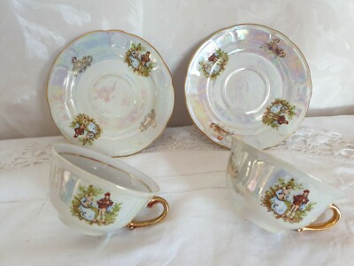Tito Veles Jugoslawien Porzellan Vintage 2St Kaffee-Tee Tassen+ 2St.Untertassen 