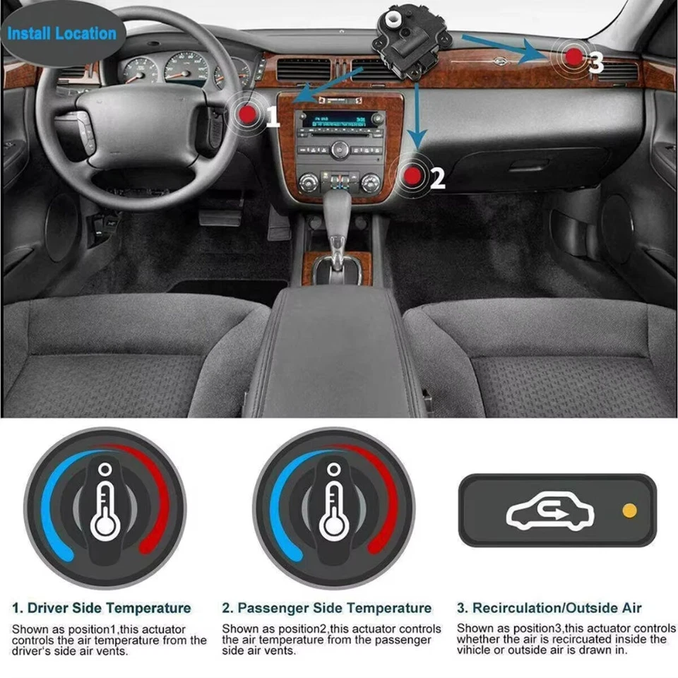 2X Actuador de puerta de mezcla de aire calentador de climatización para Chevy Impala Corvette Cadillac Buick⭐ Foto 2 de 4