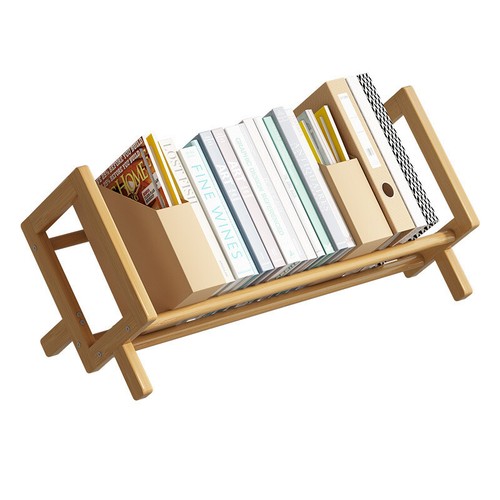 Desktop Bookshelf Home Office Bamboo Decor Shelf Bookcase Storage Shelf Stand - Picture 4 of 17