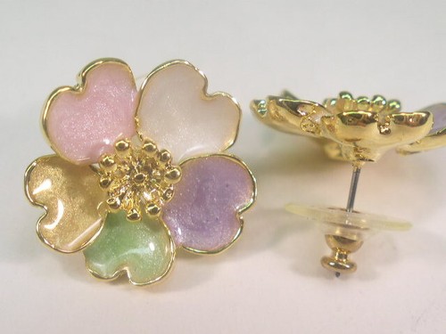 * PIERCED MIX.. COLOR EARRING DESIGNER SIGNED DOLPHIN ORE DE060MIXP last - Picture 2 of 3