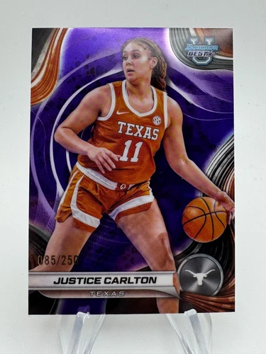 2024 Bowman Best University Basketball Purple Refractor Justice Carlton #38