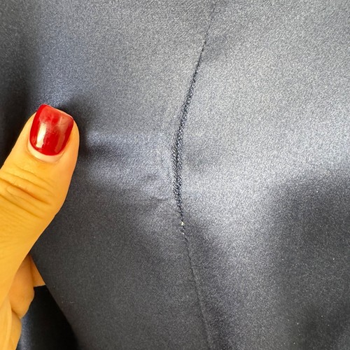 Chico's 100 % Seide dunkelblau Satin Jacke Druckknöpfe Rollriegel Ärmel Chico's 1 (US M/8) - Bild 7 von 11
