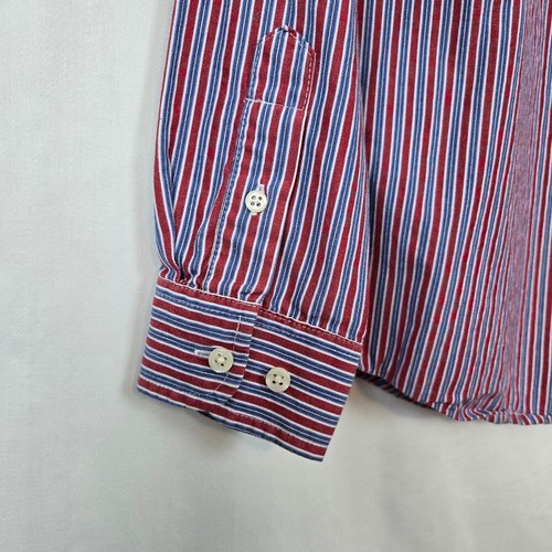Talbots Kids Boys Red White Blue Striped Long Sleeve Collar Button Shirt 10 Vtg - Picture 6 of 6