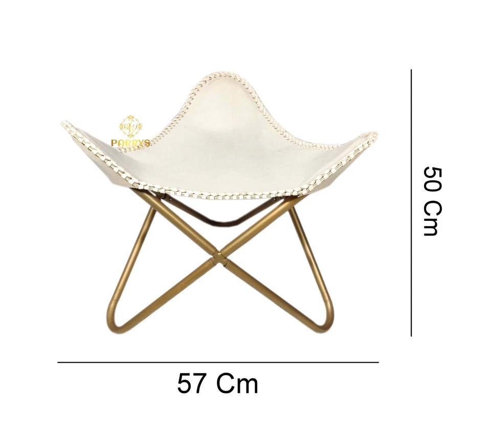 Indian Handmade White Leather Ottoman - Triangle Living Room Footstool PL2-108 - Image 4 of 4