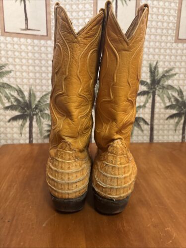 Vtg WILD WEST Genuine CROCODILE Leather Boots Western Cowboy Womens Size 8.5 EE - Picture 7 of 24