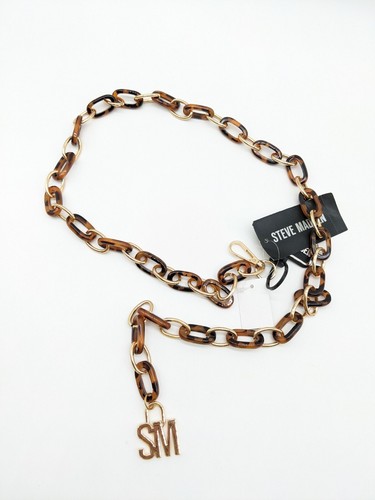 STEVE MADDEN resin chain link women's skinny belt- M/L -Brown - 第 5/7 張圖片