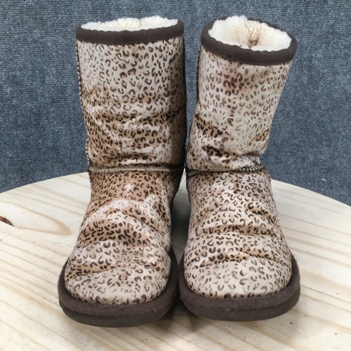 UGG Boots Womens 6 Classic Short Shearling Leopard Print Pull On Casual Comfort - Picture 7 of 14