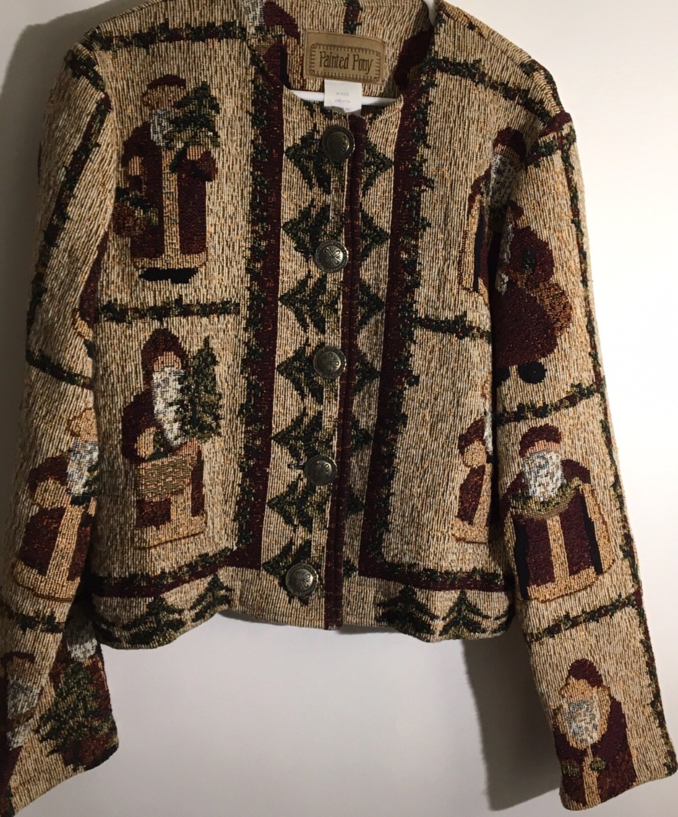 Giacca coperta arazzo Babbo Natale dipinta pony oldnt sain nicka donnaa tagli