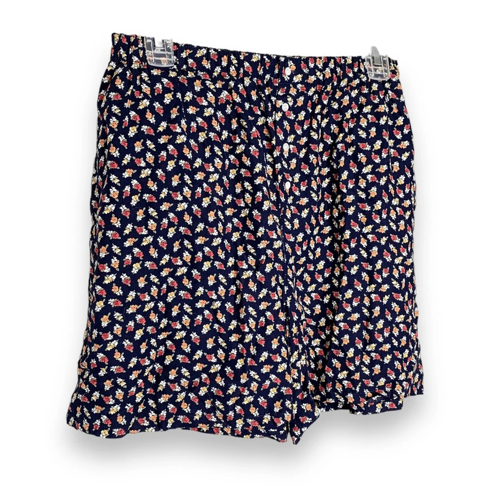 Pantalones Cortos Banana Republic Vintage Años 90 Rayón Volantes Azul Marino Floral Para Mujer’s S Foto 2 de 4