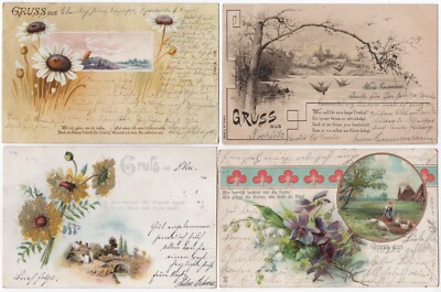 10 alte Ak`s , Konvolut, Gruss aus ..., gelaufen 1900 - 1902