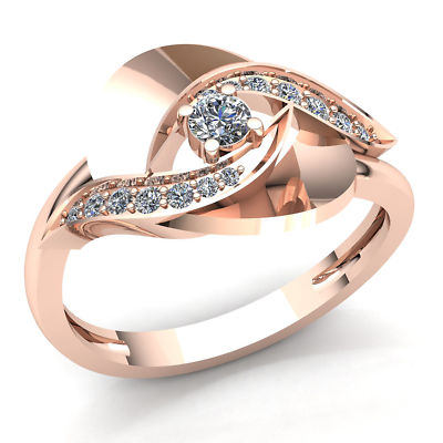 Real Round Cut Diamond Ladies Bridal Halo Engagement Ring