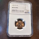 1957-D Lincoln Cent Wheat Penny RD BU Gem NGC MS66 RED