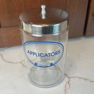 Vintage Grafco Applicators Jar Glass Container Medical Barber Salon Apothecary