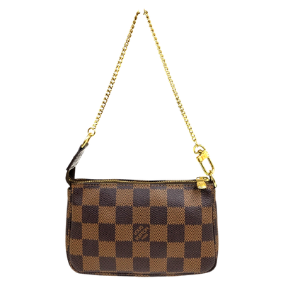 Auth Louis Vuitton Mini Pochette Accessoires Handbag Damier Ebene
