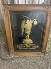 Antique Pocket Watch Sign Gold Elgin God Of Time advertisement art deco 1930 40s