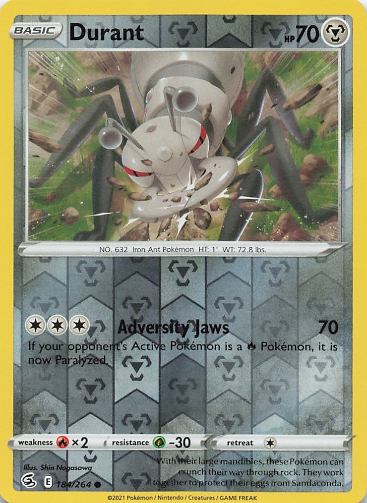 Durant 184/264 Common Fusion Strike Pokemon Reverse Holo Near Mint