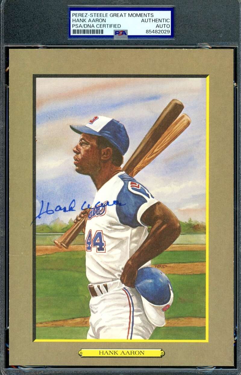 Hank Aaron PSA DNA Signed Perez Steele Great Moments Postcard Autograph