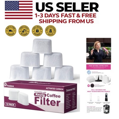 Keurig-Compatible Water Filters - 12 Natural Charcoal Filters for Better Brew