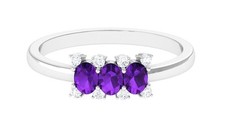 0.45 ctw Round Amethyst Bezel Set 925 Sterling Silver Promise Ring for Women