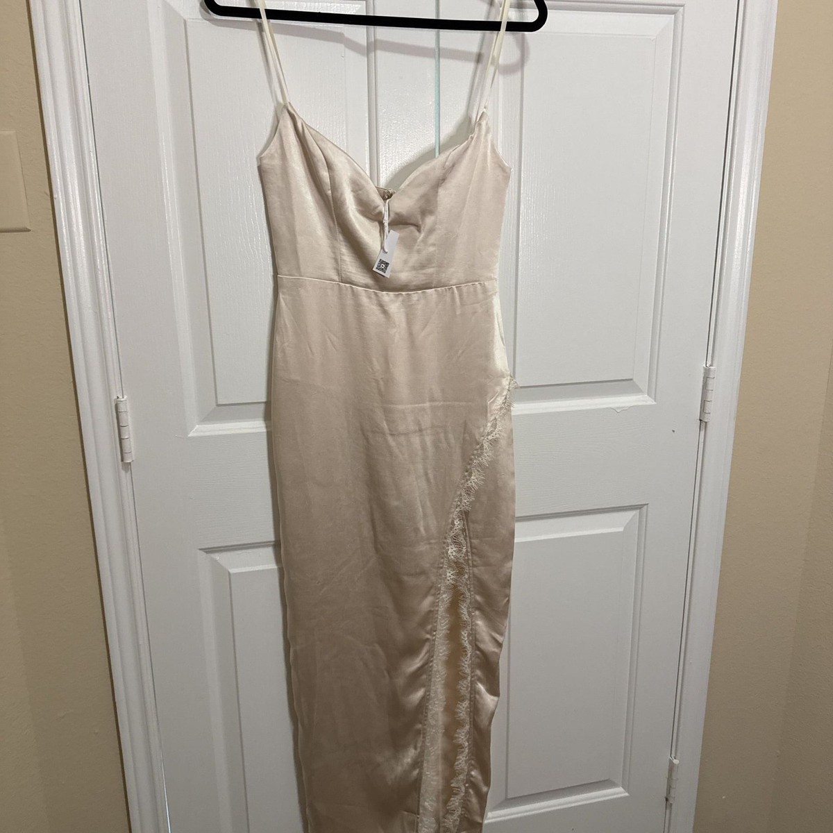 Saints and Secrets Champagne Satin Finish Maxi Dress | eBay