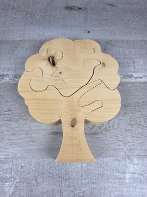 Handmade Wooden Bird In Tree Puzzle Folk Art Scroll Saw Shelf Decor b180