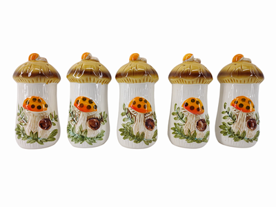 #ad #ad Vtg 1977 Sears Merry Mushroom Salt amp; Pepper Shaker Set Original Japan Label $75.00