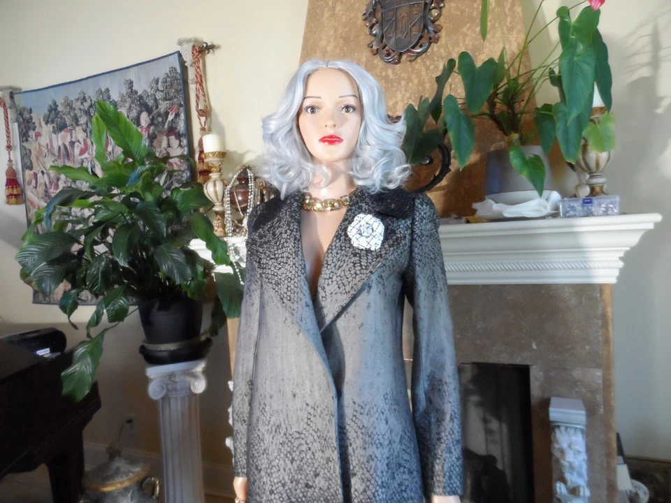 Novo Casaco Diane Von Furstenberg Cinza/Preto Estampa Ombre Mistura de Lã Tamanho 2 - Imagem 4 de 4