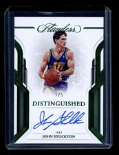 2022-23 Panini Flawless Distinguished John Stockton Emerald Green Auto /5 HOF