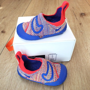 Nike Swoosh 1 Flyknit Baby TD Toddler Size 3C Blue Red FB3244-100 Booties