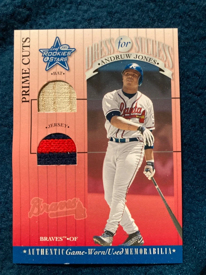 2001 Leaf платье для успеха Andruw Jones /50 #DFS-10 игры носили/б/у Джерси/бита🔥 - Изображение 2 из 3