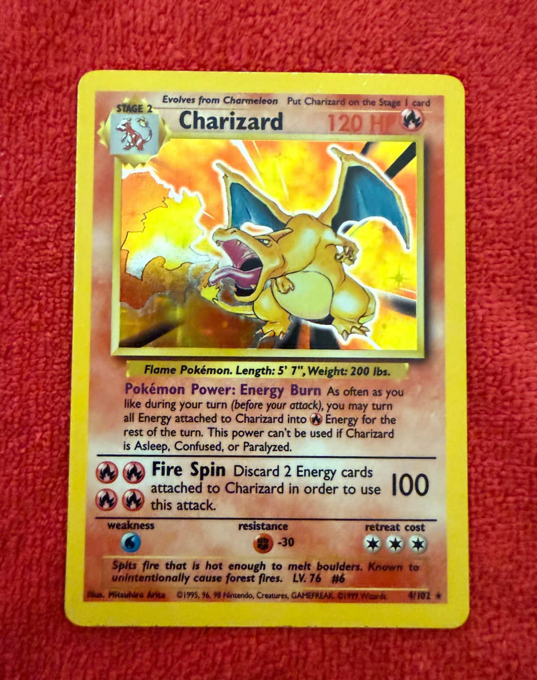 Charizard 4/102 Base Set Unlimited Holo Rare LP
