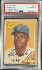 1962 Topps #387 Lou Brock RC Rookie PSA Authentic AUTO Autograph
