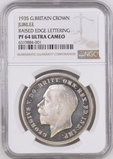 1935 ROYAL MINT KING GEORGE V SILVER PROOF CROWN NGC PF64 UCAM
