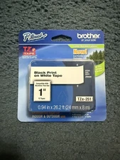 NEW Brother P-touch Label Tape TZe-251 Black Print on White 24mm x 8m GENUINE