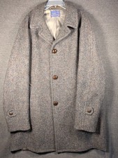 VTG Pendleton Coat Men's 44 Gray Virgin Wool Herringbone Rainbow Fleck Tweed USA