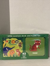 Book Puzzle Set LITTLE LEARNERS With 10 2 Piece Puzzles Zoo Animals BRAND NEW