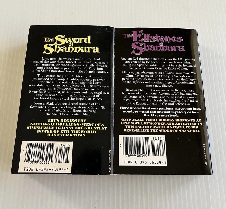 The Sword Of Shannara & Elfstones by Terry Brooks Bk 1 & 2 (Vintage *UNREAD VG) Foto 2 de 4