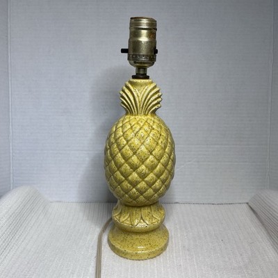 Vintage Pair Underwriters Laboratories Yellow Pineapple Ceramic Table Lamps MCM