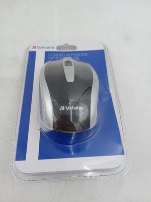 Verbatim Corded Notebook Optical Mouse Wired Black USB 3 Button 99741 New