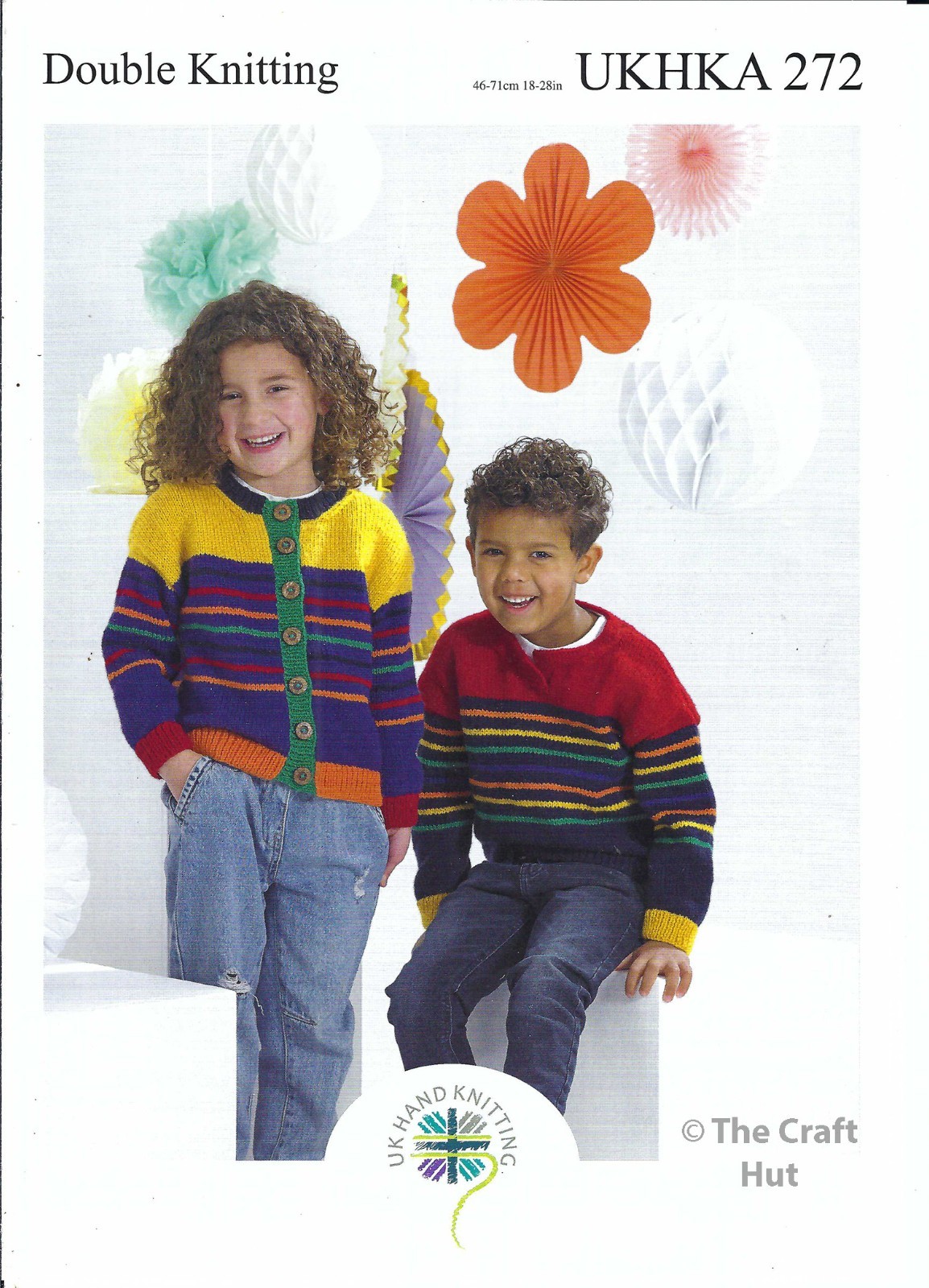 Hand Knitting PATTERN ONLY DK Childs Striped Sweater and Cardigan UKHKA272 New