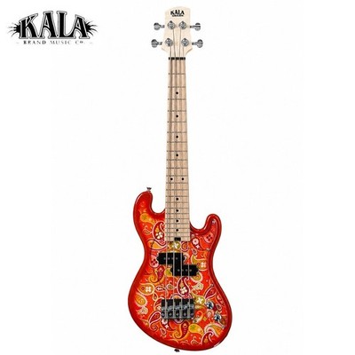 Kala U BASS Solid Body 4-String Paisley Orange Burst Fretted UBASS-SB-P-ORB-FS