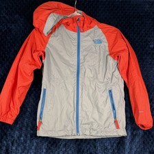 The North Face orange /grey Hooded Dryvent Rain Jacket Waterproof size 7/8 kids