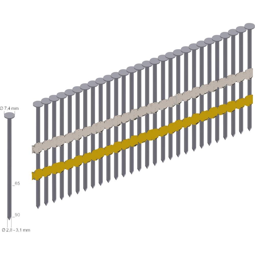 Clous en bande Prebena RK28/65BK en acier haute résistance pour outillage pneumatique de précision