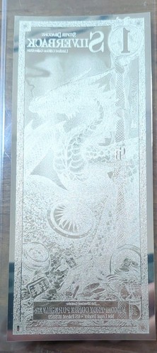 1 Silver Dragon Silverback Limited Edition Note .999 Silver Foil WITH ...
