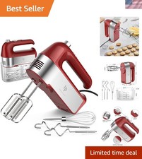 Versatile Electric Hand Mixer with 5 Speeds, Turbo Boost, and Storage Case, Red