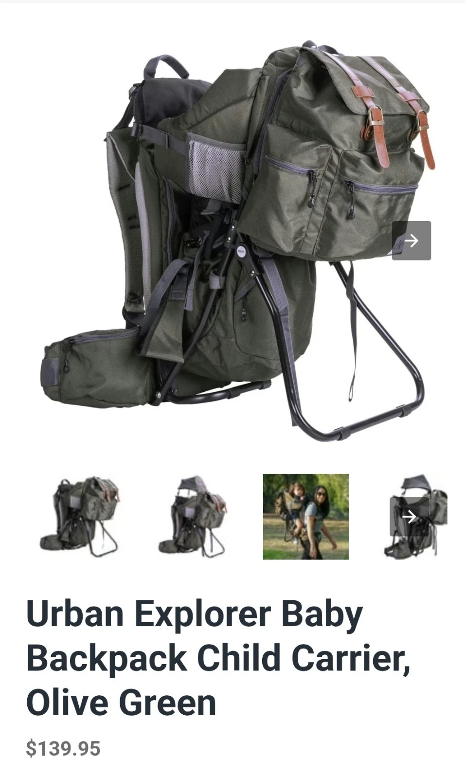 Urban Explorer Baby Backpack Child Carrier, Olive Green
Opens in a new window or tab